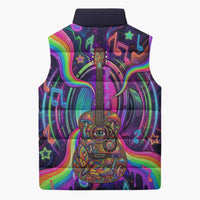 Trippy Guitar Sleeveless Puffer Jacket Festival Soul Psychedelic Music Vibes Since 1969
