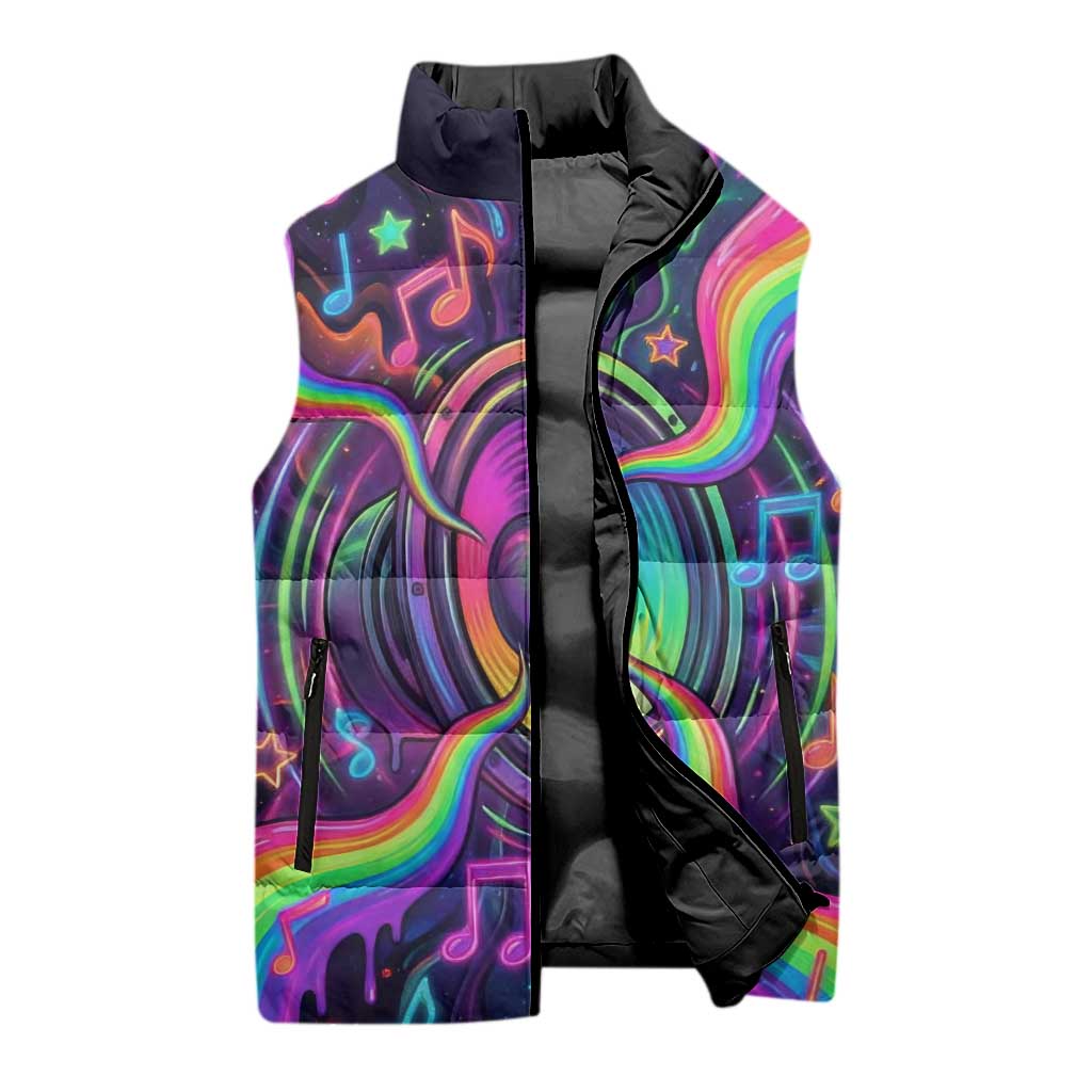 Trippy Guitar Sleeveless Puffer Jacket Festival Soul Psychedelic Music Vibes Since 1969
