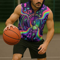 Trippy Guitar Sleeveless Zip Hoodie Festival Soul Psychedelic Music Vibes Since 1969