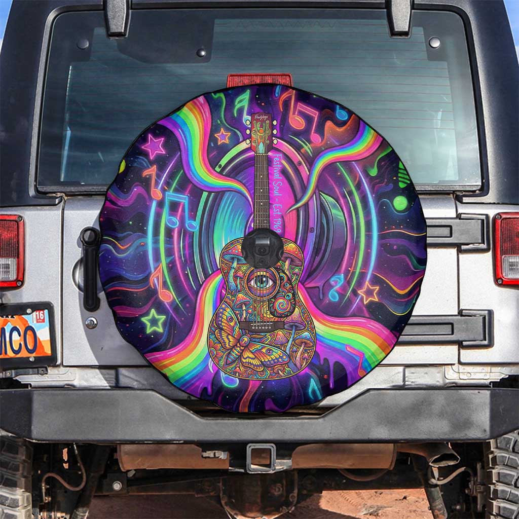 Trippy Guitar Spare Tire Cover Festival Soul Psychedelic Music Vibes Since 1969