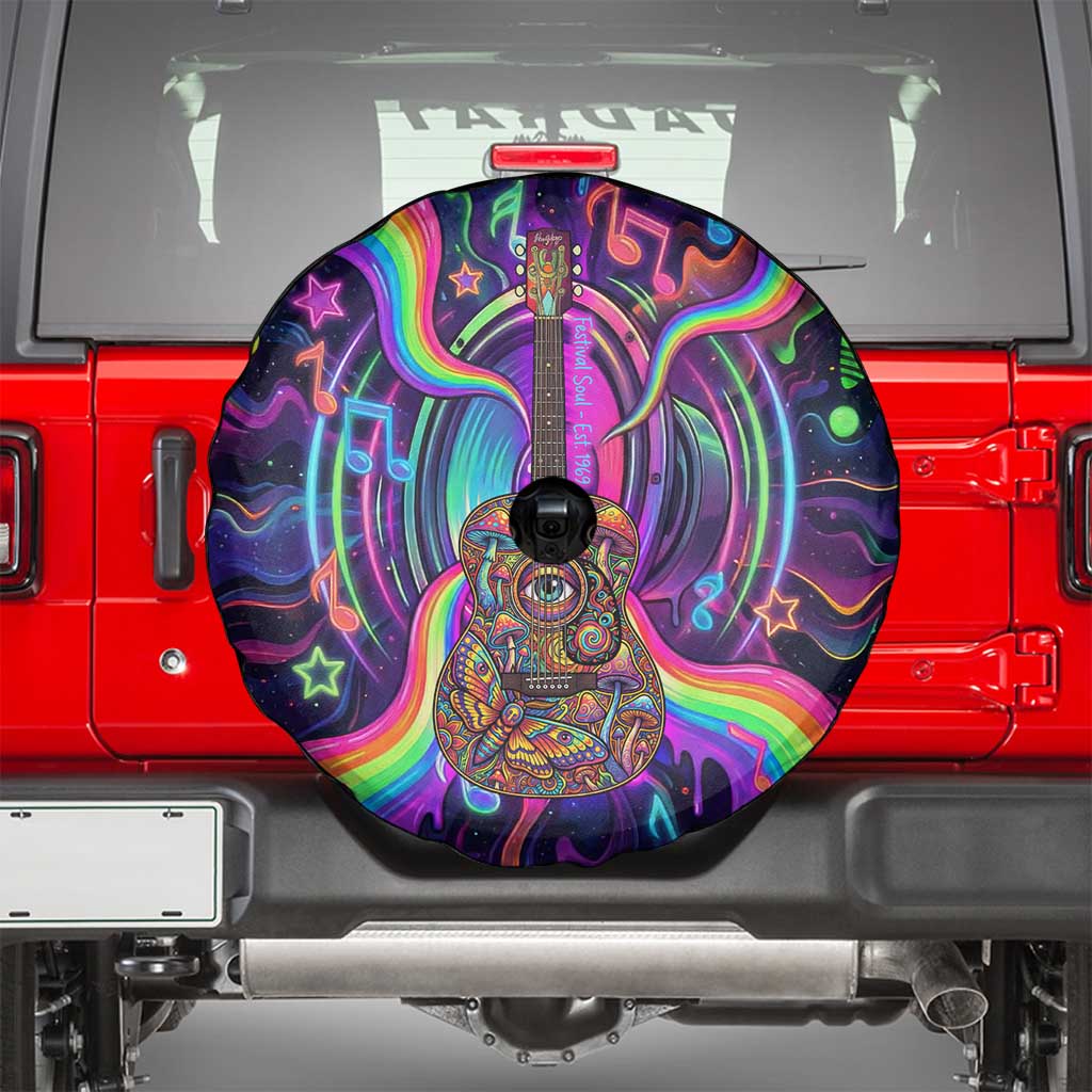 Trippy Guitar Spare Tire Cover Festival Soul Psychedelic Music Vibes Since 1969