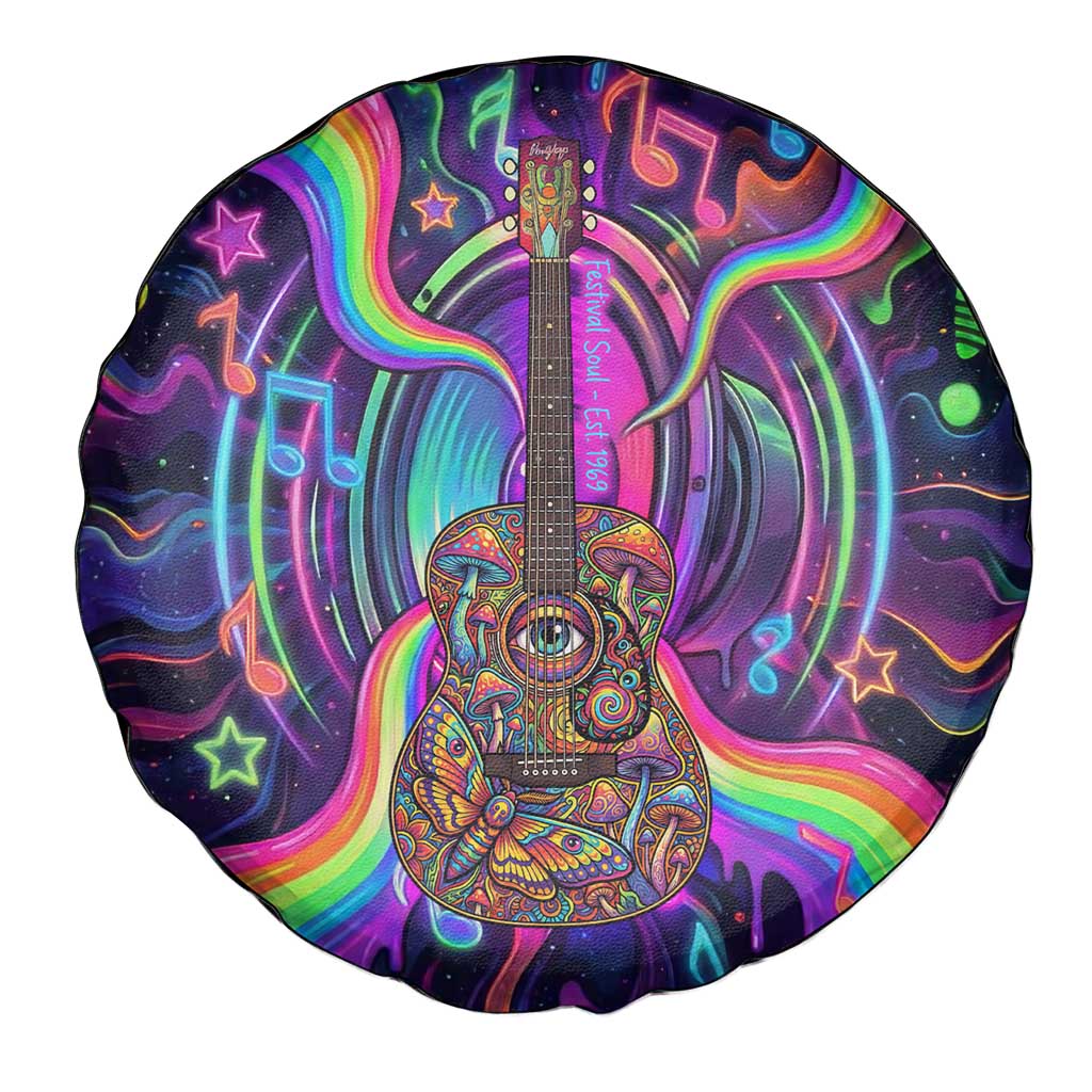 Trippy Guitar Spare Tire Cover Festival Soul Psychedelic Music Vibes Since 1969