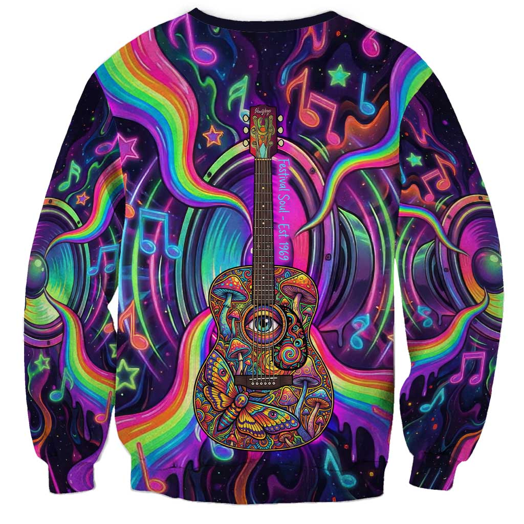 Trippy Guitar Sweatshirt Festival Soul Psychedelic Music Vibes Since 1969