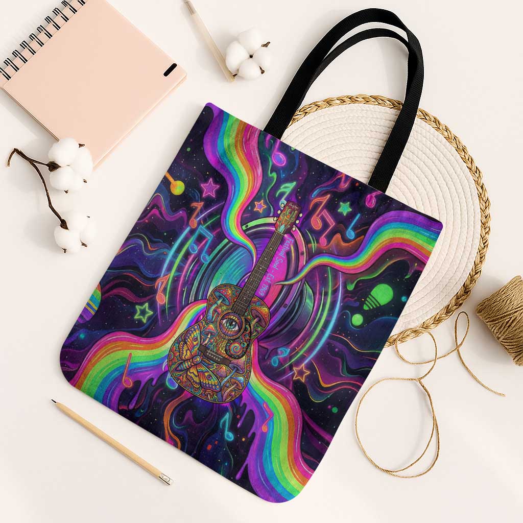 Trippy Guitar Tote Bag Festival Soul Psychedelic Music Vibes Since 1969