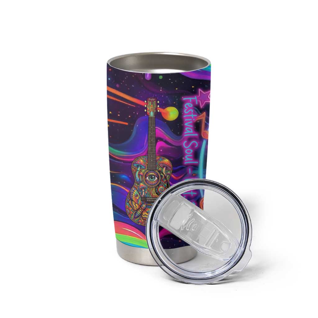 Trippy Guitar Tumbler Cup Festival Soul Psychedelic Music Vibes Since 1969