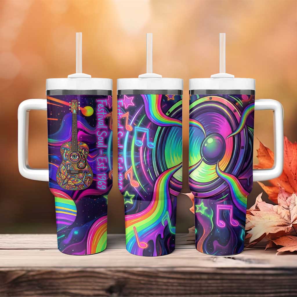 Trippy Guitar Tumbler With Handle Festival Soul Psychedelic Music Vibes Since 1969