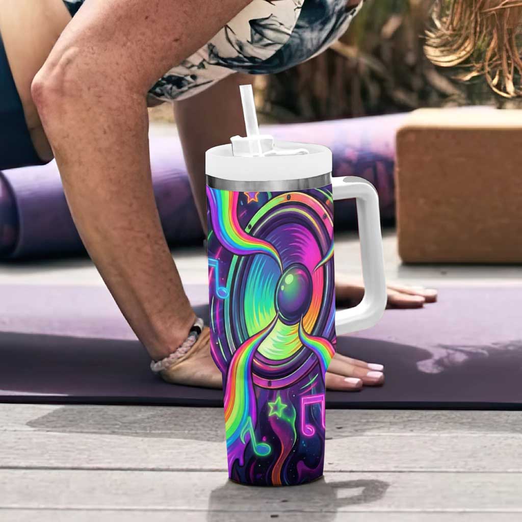 Trippy Guitar Tumbler With Handle Festival Soul Psychedelic Music Vibes Since 1969