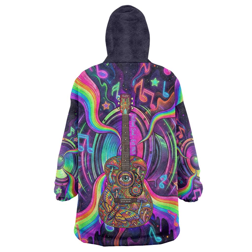 Trippy Guitar Wearable Blanket Hoodie Festival Soul Psychedelic Music Vibes Since 1969