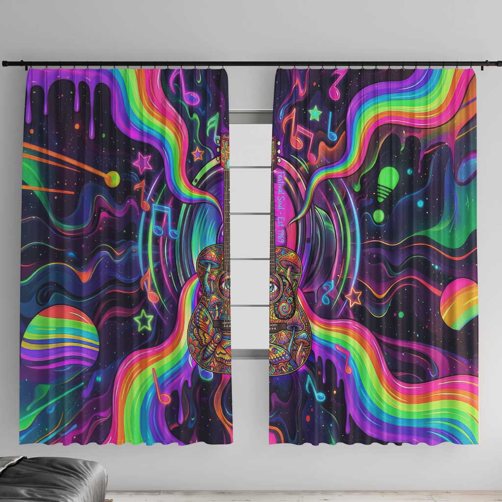 Trippy Guitar Window Curtain Festival Soul Psychedelic Music Vibes Since 1969