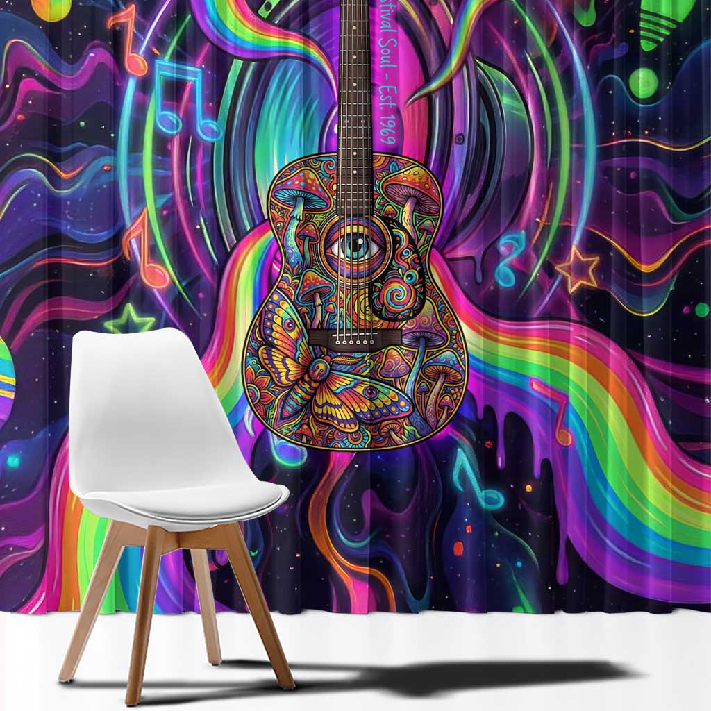 Trippy Guitar Window Curtain Festival Soul Psychedelic Music Vibes Since 1969
