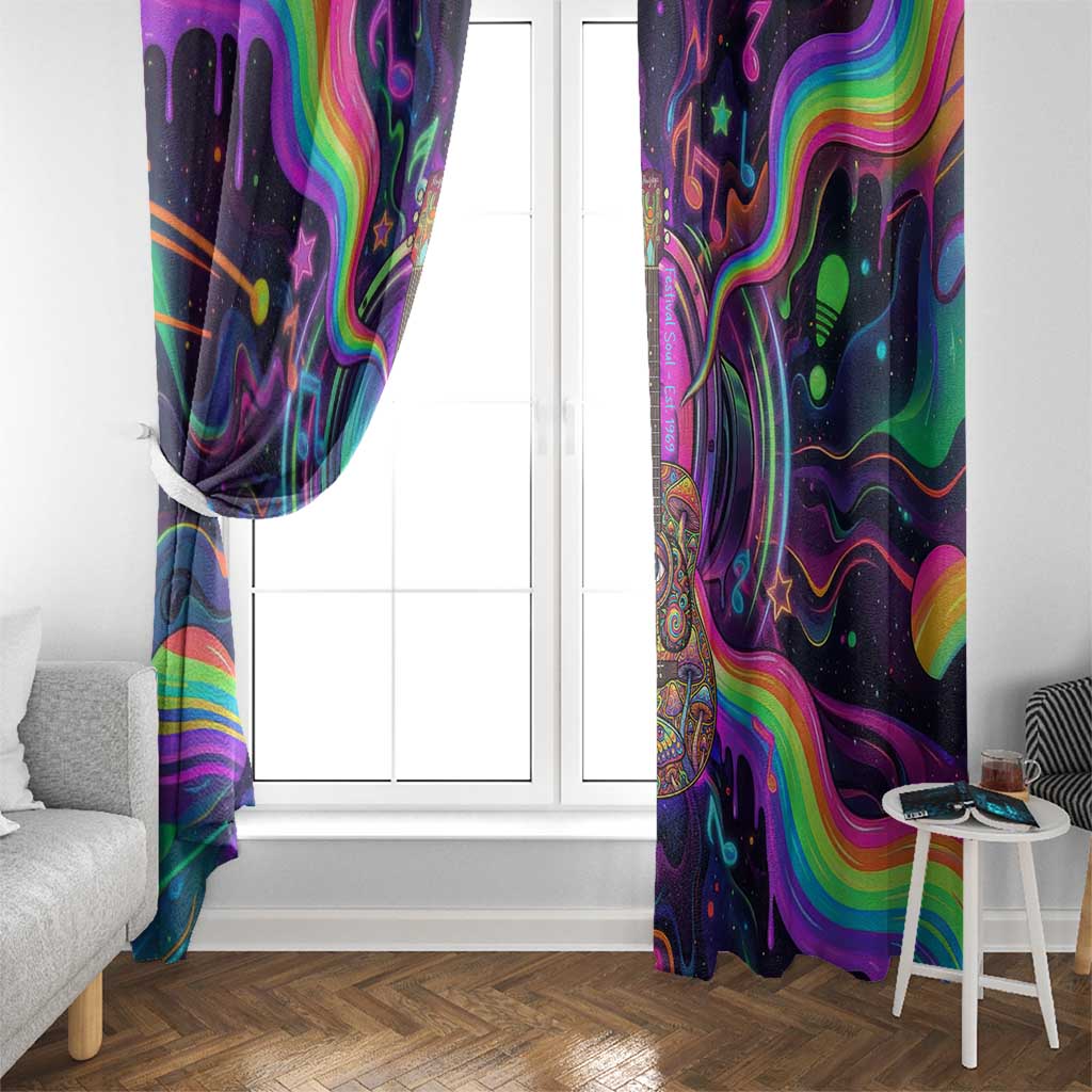 Trippy Guitar Window Curtain Festival Soul Psychedelic Music Vibes Since 1969