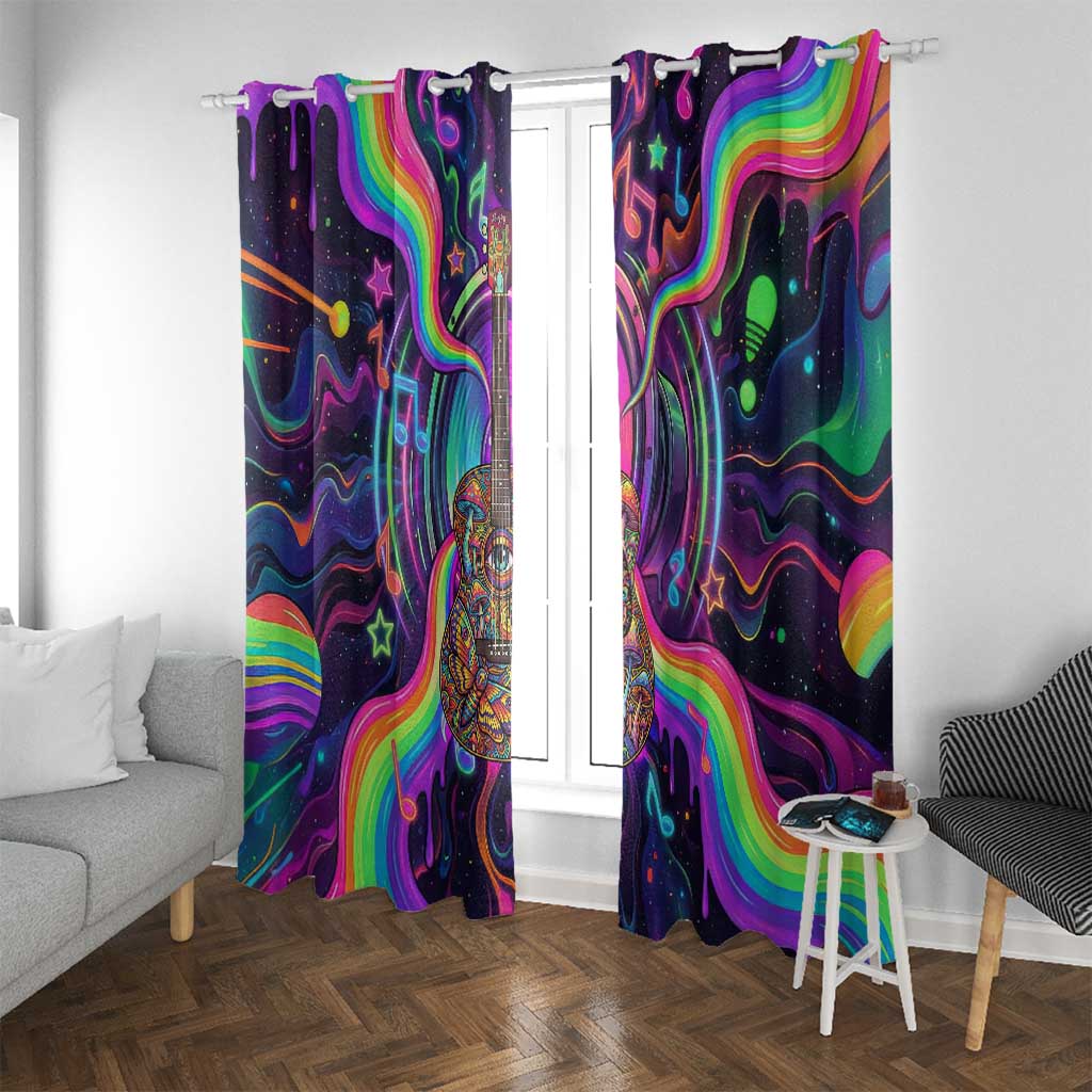 Trippy Guitar Window Curtain Festival Soul Psychedelic Music Vibes Since 1969