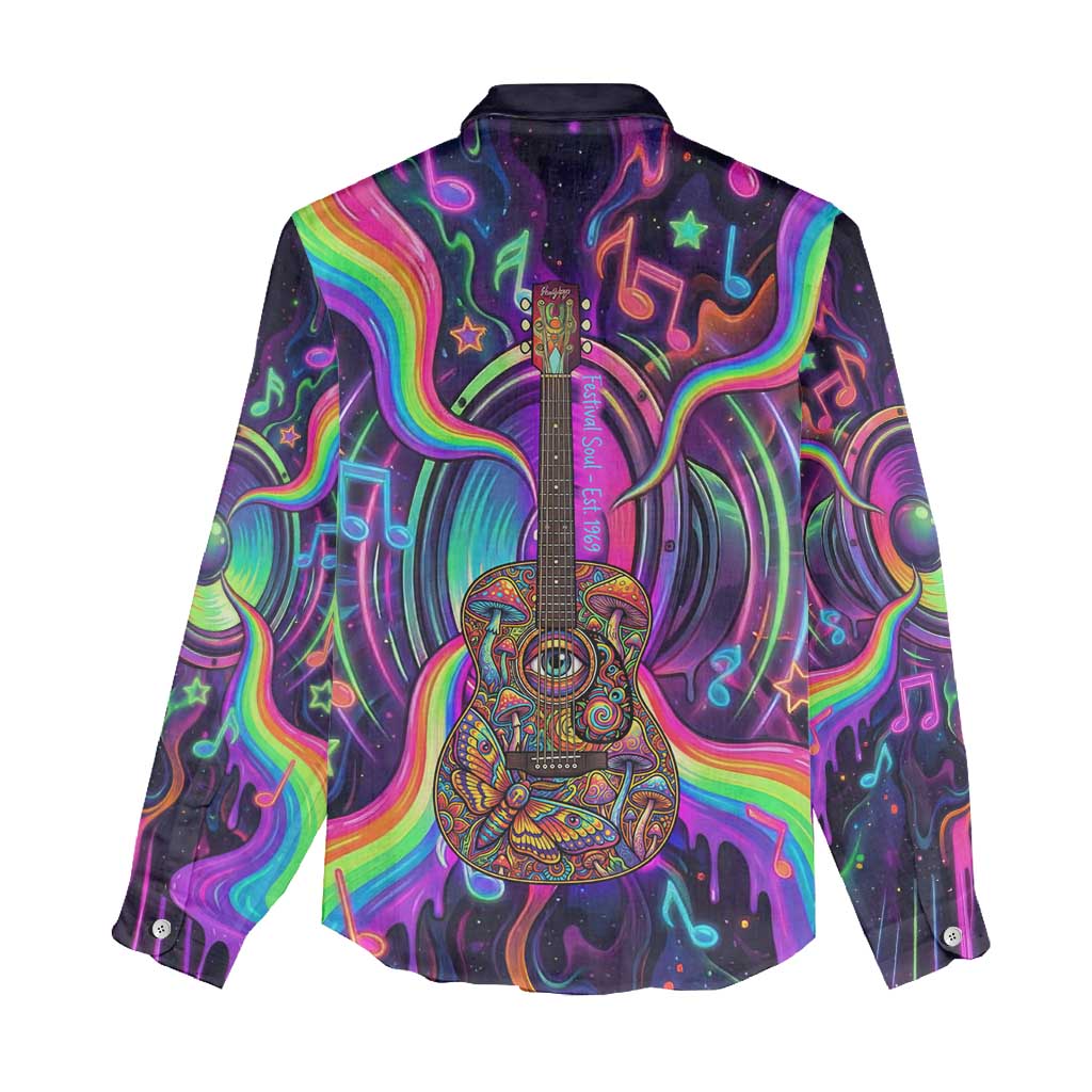 Trippy Guitar Women Casual Shirt Festival Soul Psychedelic Music Vibes Since 1969