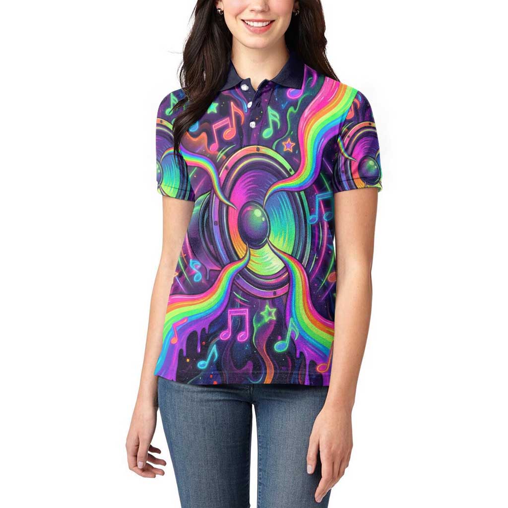 Trippy Guitar Women Polo Shirt Festival Soul Psychedelic Music Vibes Since 1969