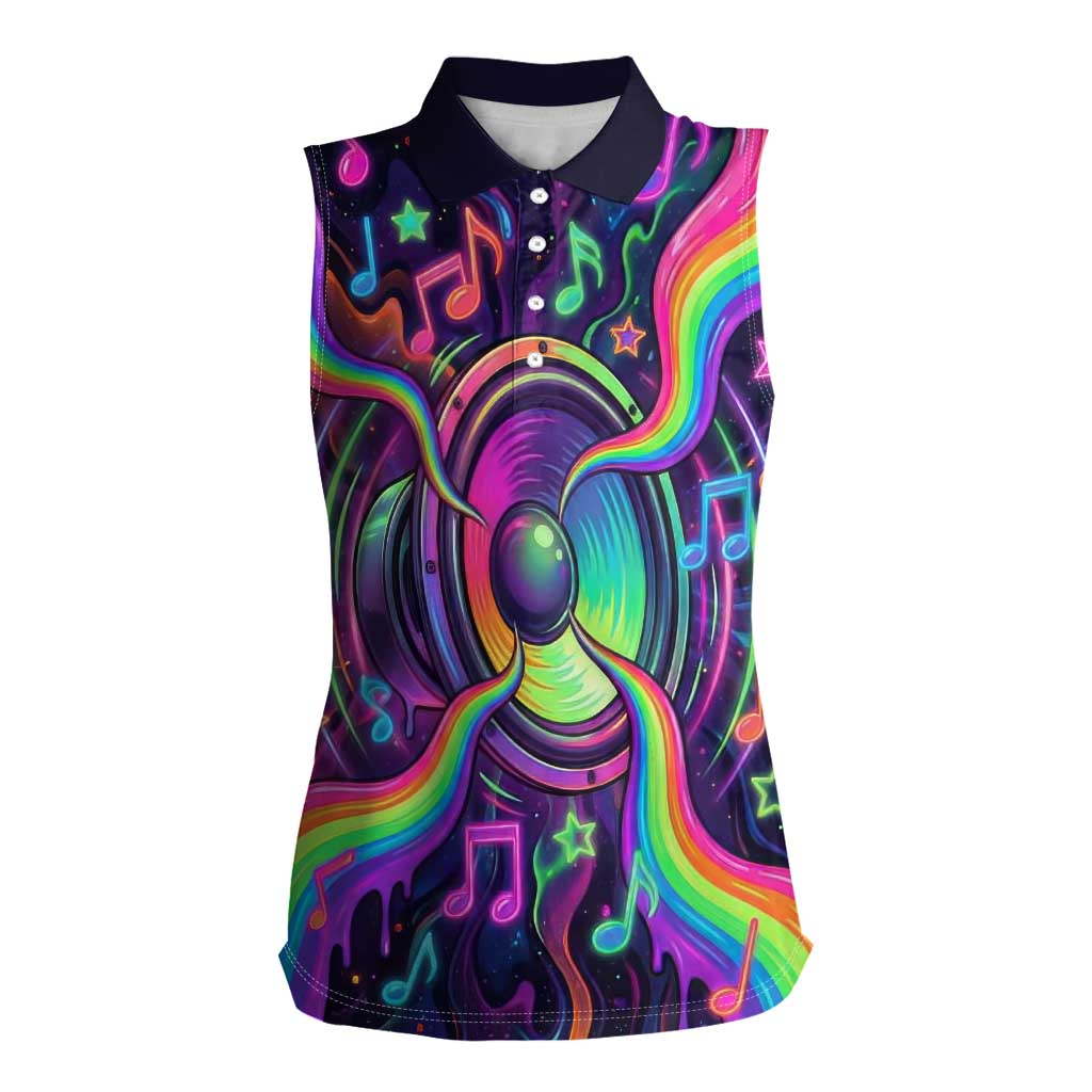 Trippy Guitar Women Sleeveless Polo Shirt Festival Soul Psychedelic Music Vibes Since 1969