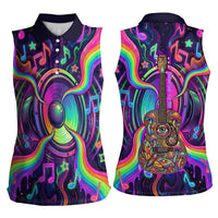 Trippy Guitar Women Sleeveless Polo Shirt Festival Soul Psychedelic Music Vibes Since 1969