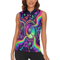 Trippy Guitar Women Sleeveless Polo Shirt Festival Soul Psychedelic Music Vibes Since 1969