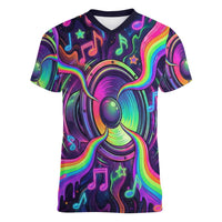Trippy Guitar Women V-Neck T-Shirt Festival Soul Psychedelic Music Vibes Since 1969