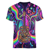 Trippy Guitar Women V-Neck T-Shirt Festival Soul Psychedelic Music Vibes Since 1969