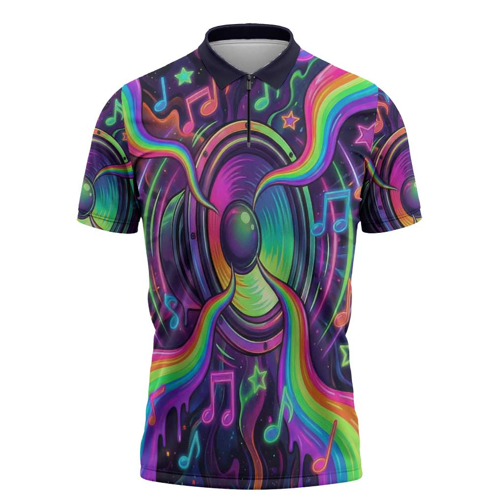 Trippy Guitar Zipper Polo Shirt Festival Soul Psychedelic Music Vibes Since 1969