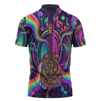 Trippy Guitar Zipper Polo Shirt Festival Soul Psychedelic Music Vibes Since 1969