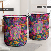 Psychedelic Visionary Woman Hippie Laundry Basket Tune In, Turn On, Drop Out - Flower Power Awakening