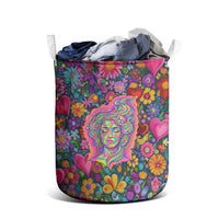 Psychedelic Visionary Woman Hippie Laundry Basket Tune In, Turn On, Drop Out - Flower Power Awakening