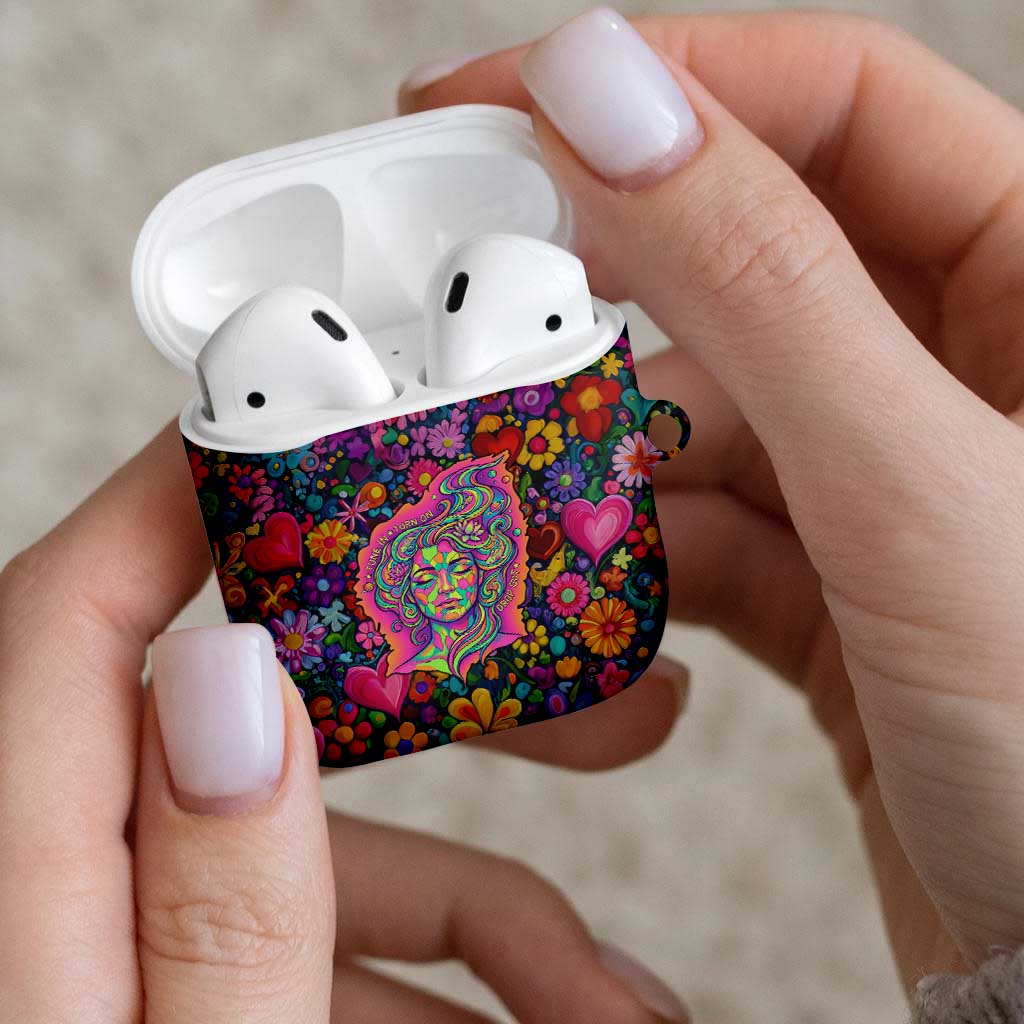Psychedelic Visionary Woman Hippie AirPods Case Tune In, Turn On, Drop Out - Flower Power Awakening
