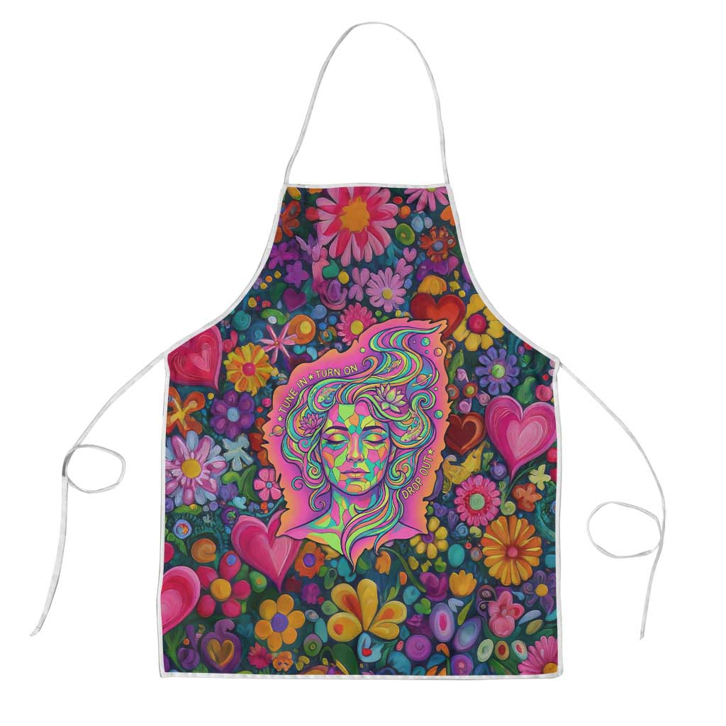 Psychedelic Visionary Woman Hippie Apron Tune In, Turn On, Drop Out - Flower Power Awakening