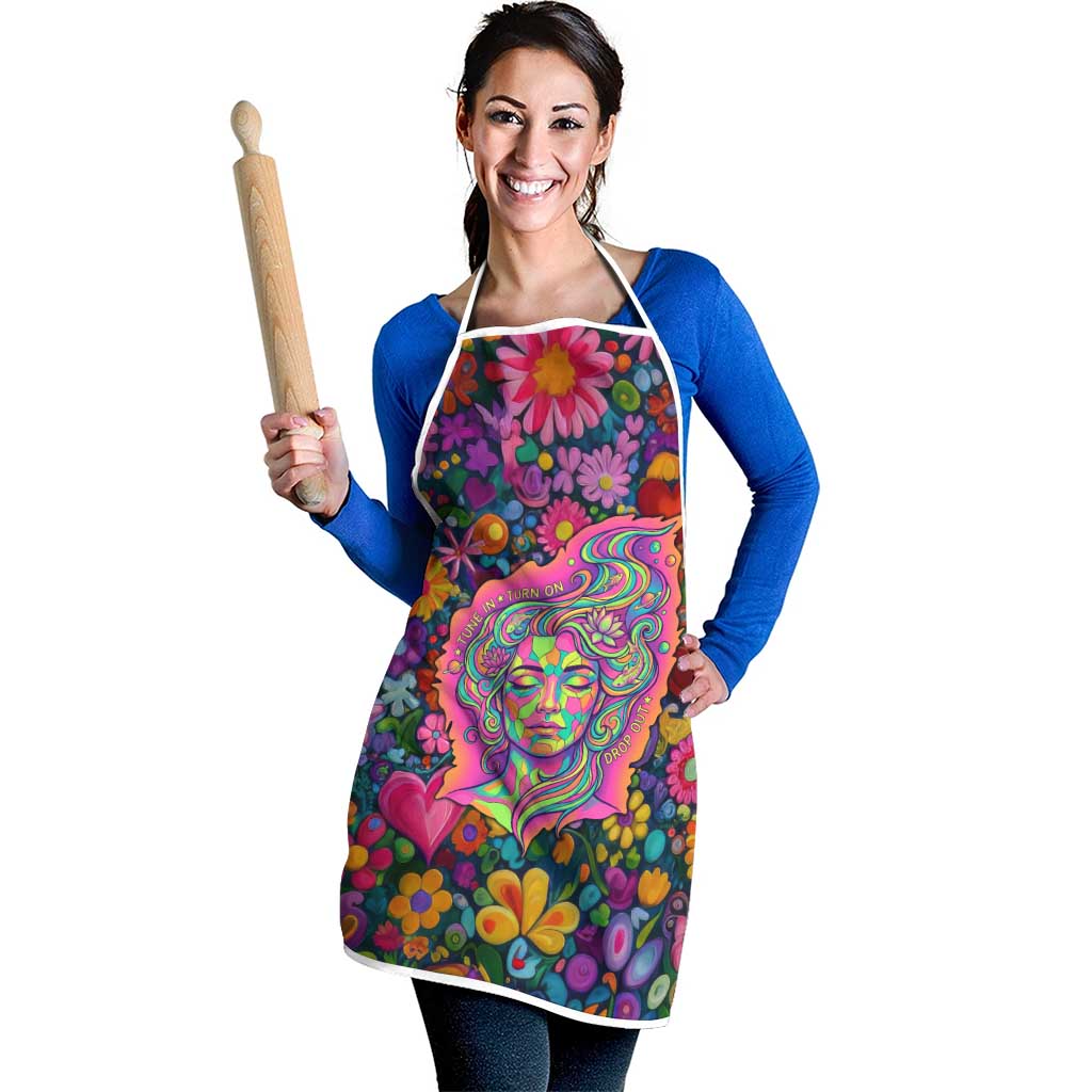 Psychedelic Visionary Woman Hippie Apron Tune In, Turn On, Drop Out - Flower Power Awakening