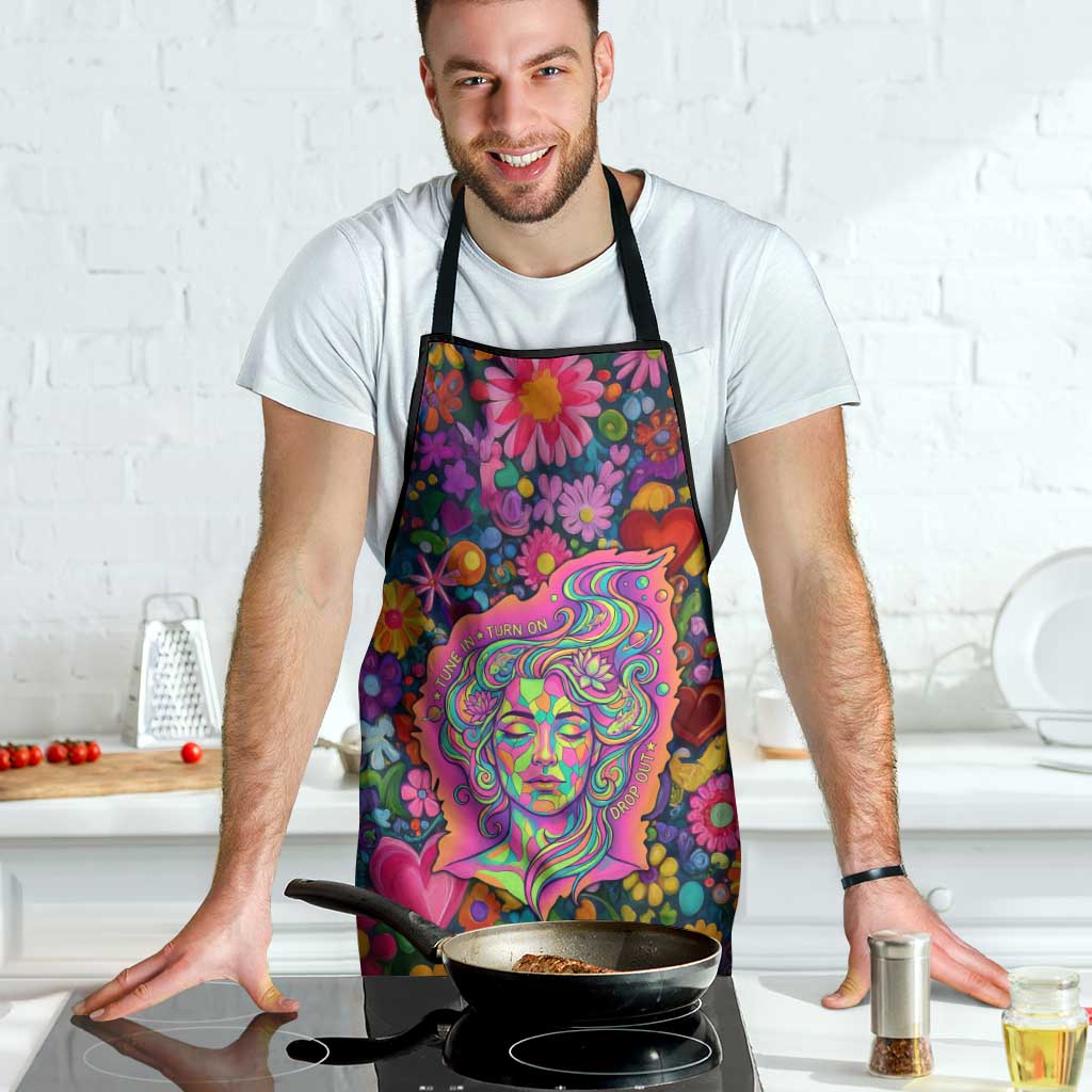 Psychedelic Visionary Woman Hippie Apron Tune In, Turn On, Drop Out - Flower Power Awakening