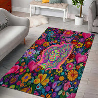 Psychedelic Visionary Woman Hippie Area Rug Tune In, Turn On, Drop Out - Flower Power Awakening