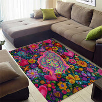Psychedelic Visionary Woman Hippie Area Rug Tune In, Turn On, Drop Out - Flower Power Awakening