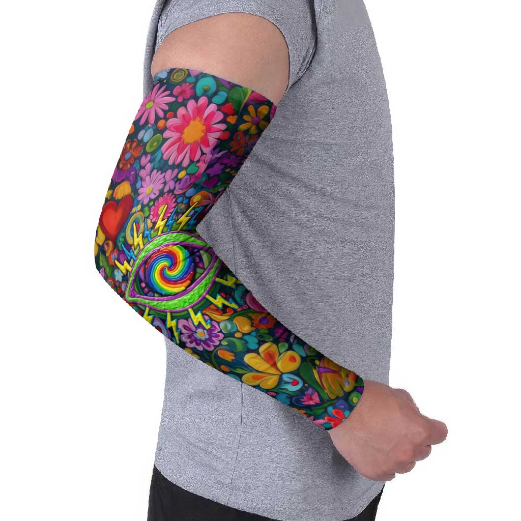 Psychedelic Visionary Woman Hippie Arm Sleeves Tune In, Turn On, Drop Out - Flower Power Awakening
