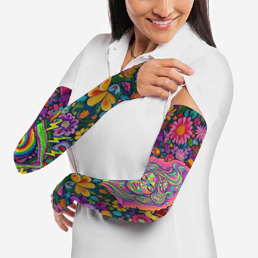 Psychedelic Visionary Woman Hippie Arm Sleeves Tune In, Turn On, Drop Out - Flower Power Awakening