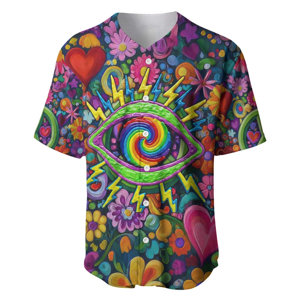 Psychedelic Visionary Woman Hippie Baseball Jersey Tune In, Turn On, Drop Out - Flower Power Awakening