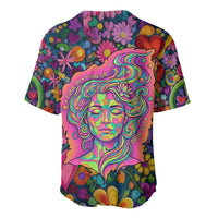 Psychedelic Visionary Woman Hippie Baseball Jersey Tune In, Turn On, Drop Out - Flower Power Awakening
