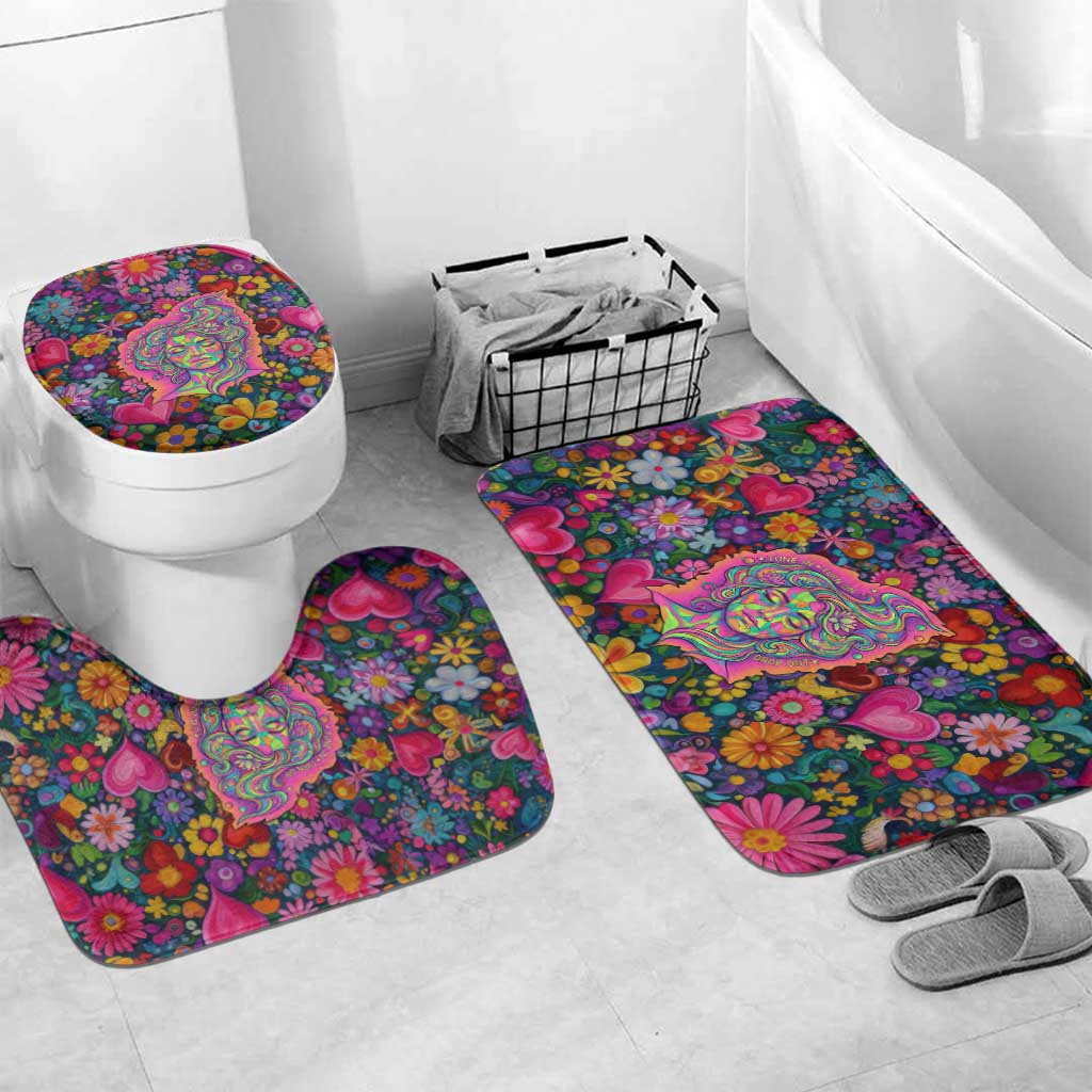 Psychedelic Visionary Woman Hippie Bathroom Set Tune In, Turn On, Drop Out - Flower Power Awakening