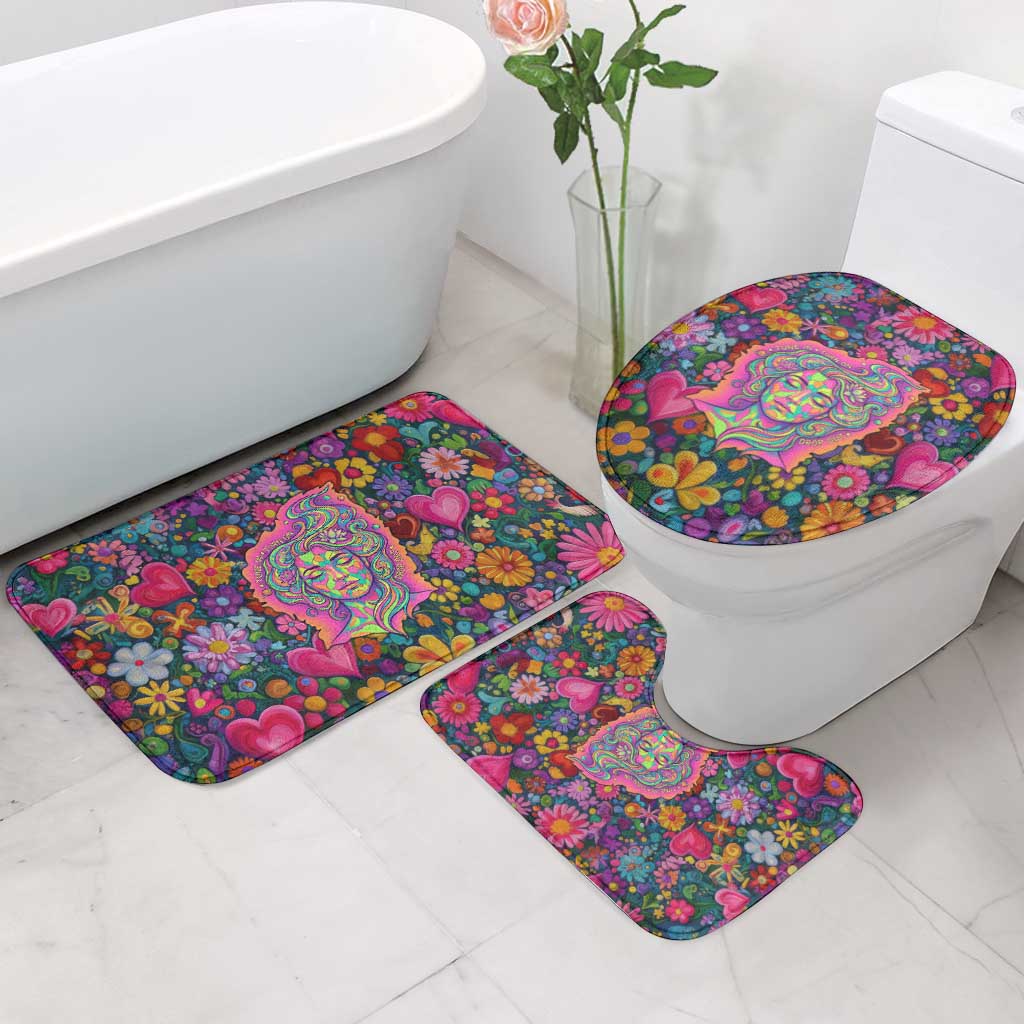 Psychedelic Visionary Woman Hippie Bathroom Set Tune In, Turn On, Drop Out - Flower Power Awakening