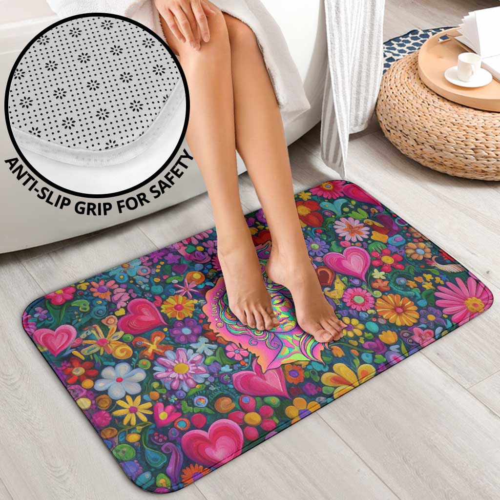 Psychedelic Visionary Woman Hippie Bathroom Set Tune In, Turn On, Drop Out - Flower Power Awakening