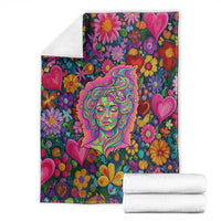 Psychedelic Visionary Woman Hippie Blanket Tune In, Turn On, Drop Out - Flower Power Awakening