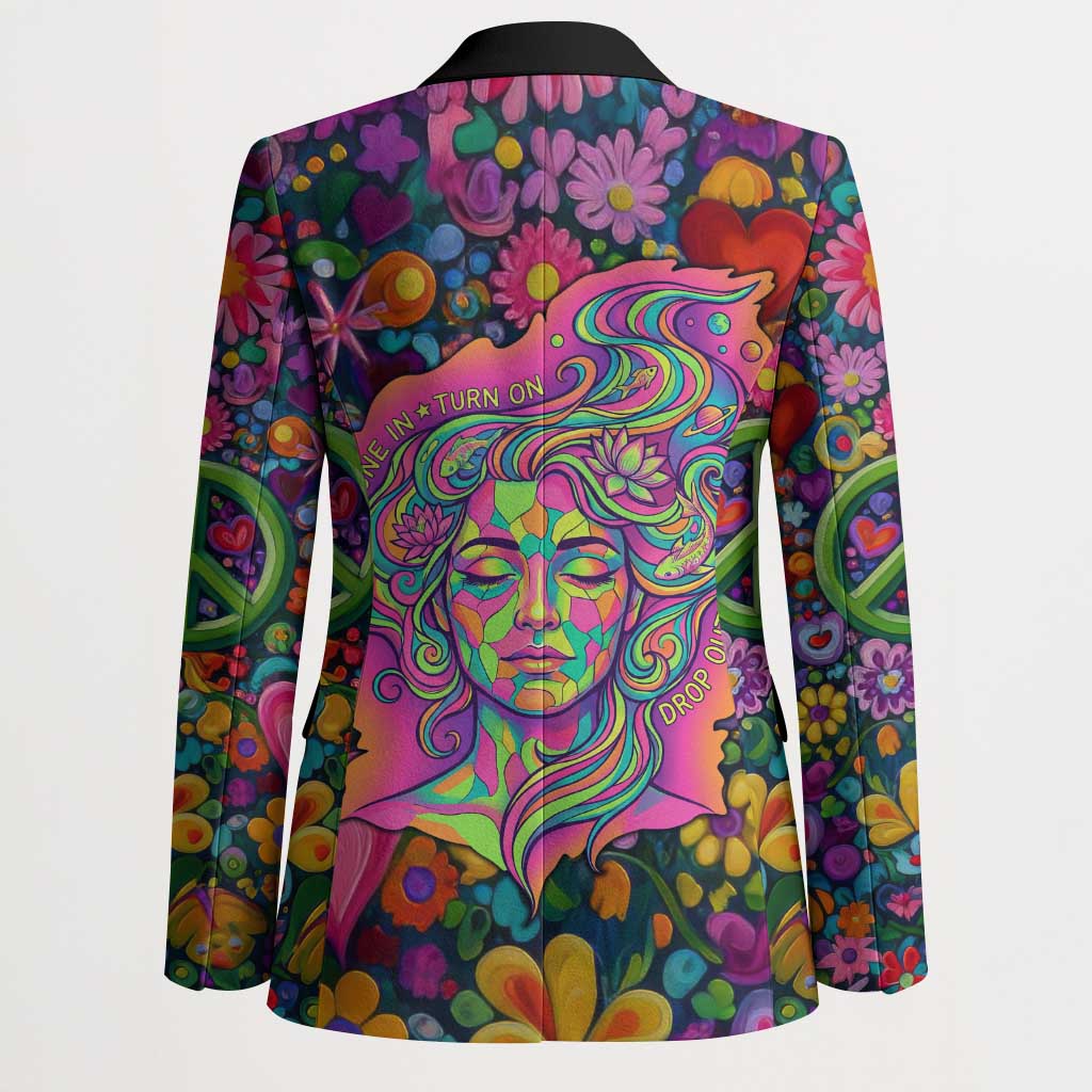 Psychedelic Visionary Woman Hippie Blazer Tune In, Turn On, Drop Out - Flower Power Awakening