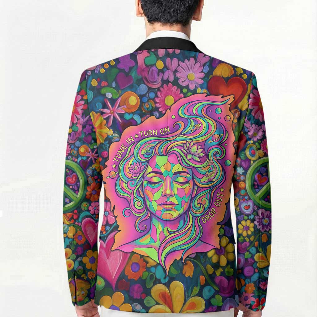 Psychedelic Visionary Woman Hippie Blazer Tune In, Turn On, Drop Out - Flower Power Awakening