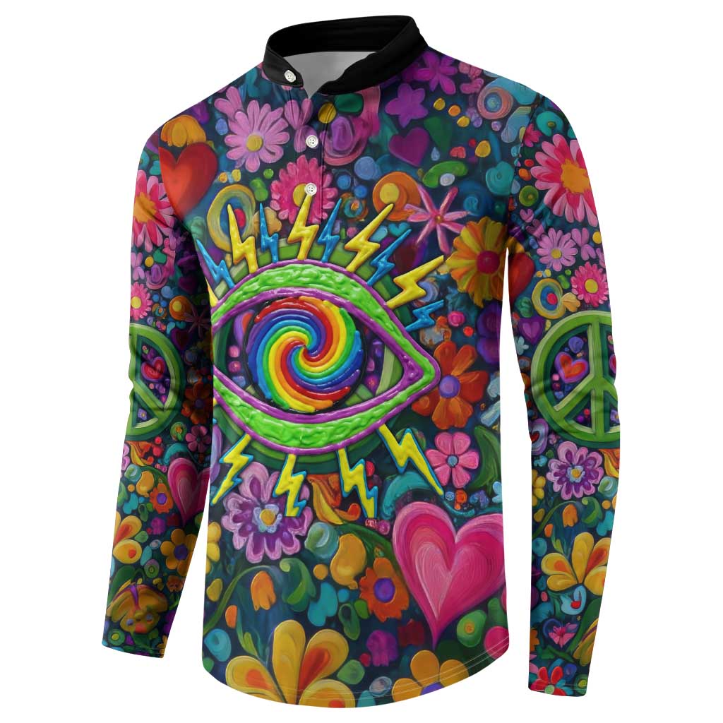 Psychedelic Visionary Woman Hippie Button Sweatshirt Tune In, Turn On, Drop Out - Flower Power Awakening