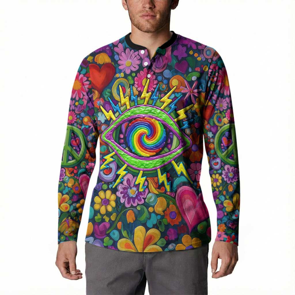 Psychedelic Visionary Woman Hippie Button Sweatshirt Tune In, Turn On, Drop Out - Flower Power Awakening
