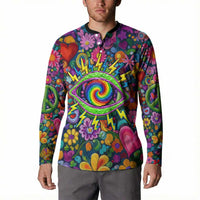 Psychedelic Visionary Woman Hippie Button Sweatshirt Tune In, Turn On, Drop Out - Flower Power Awakening