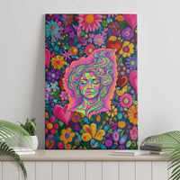 Psychedelic Visionary Woman Hippie Canvas Wall Art Tune In, Turn On, Drop Out - Flower Power Awakening