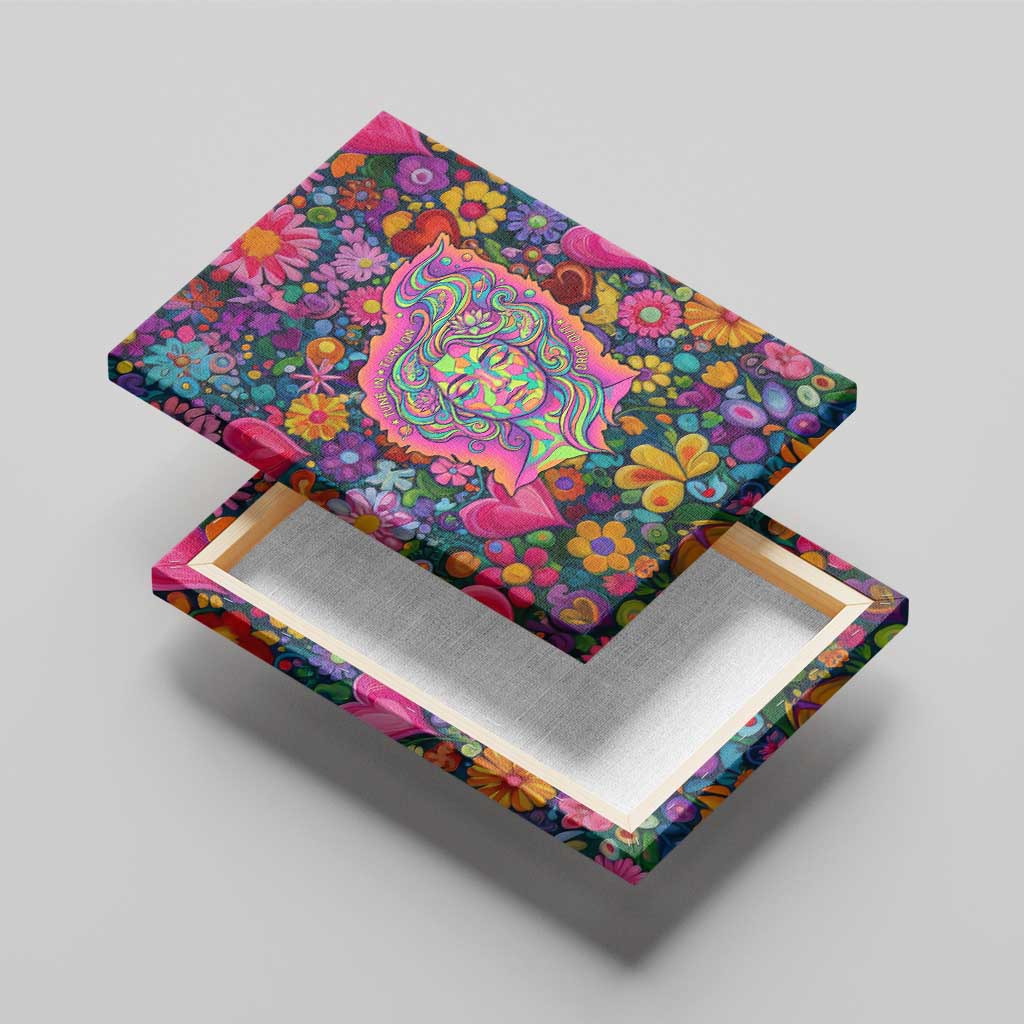 Psychedelic Visionary Woman Hippie Canvas Wall Art Tune In, Turn On, Drop Out - Flower Power Awakening