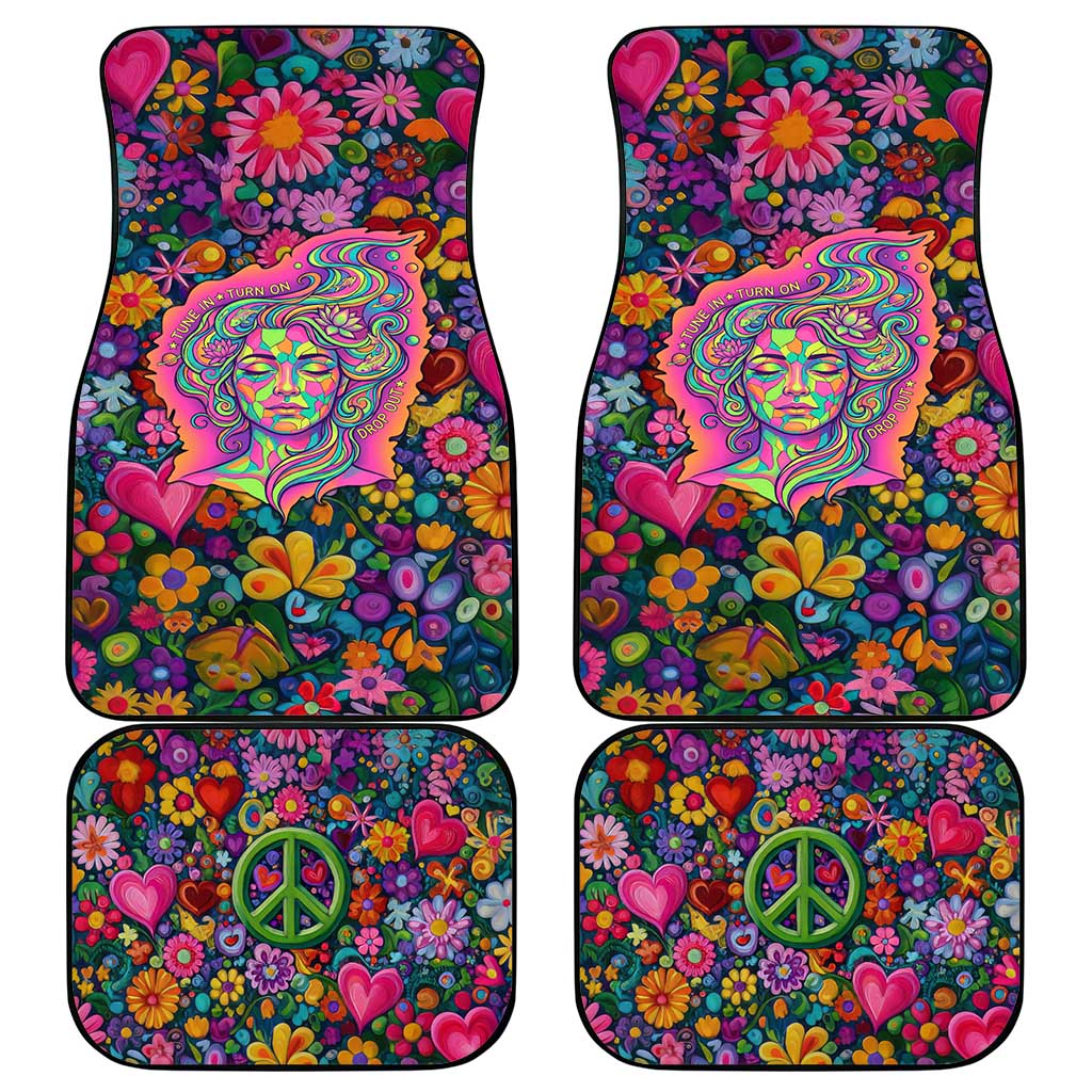 Psychedelic Visionary Woman Hippie Car Mats Tune In, Turn On, Drop Out - Flower Power Awakening