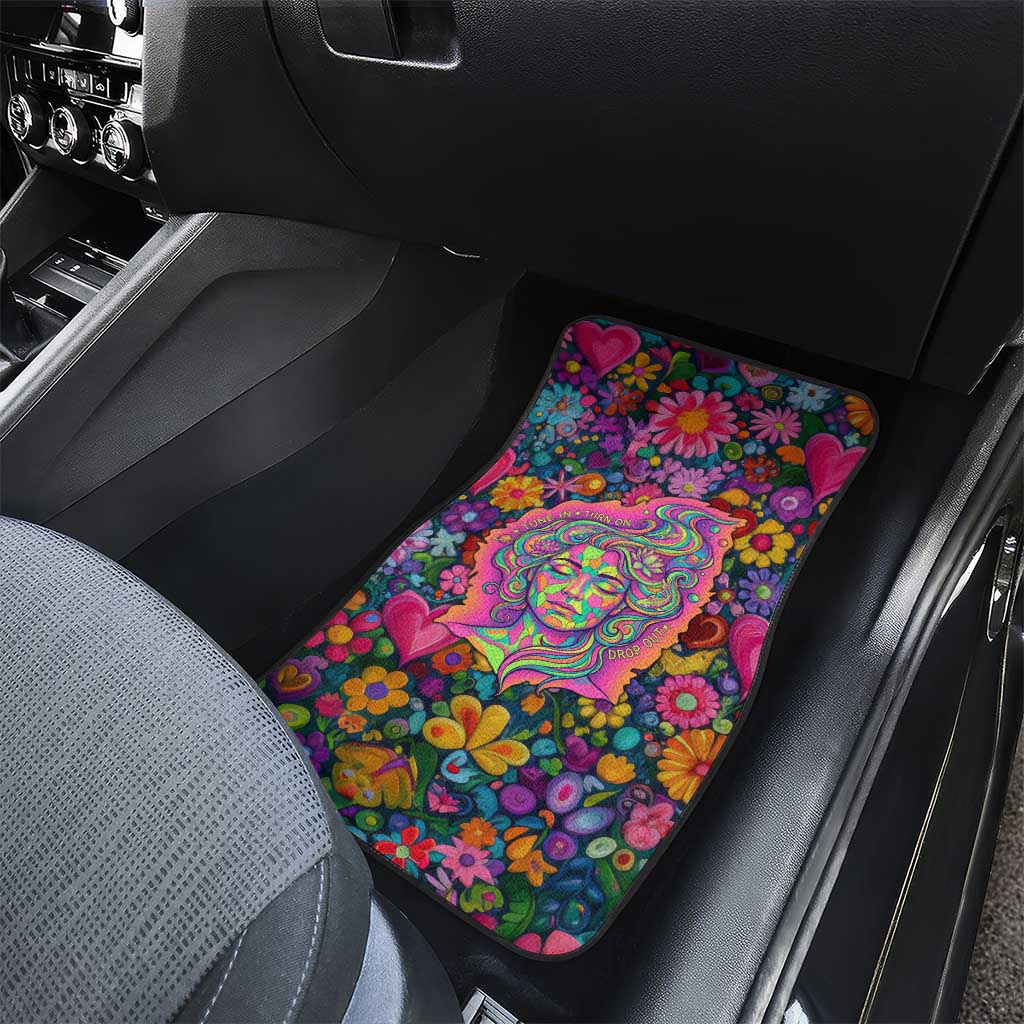 Psychedelic Visionary Woman Hippie Car Mats Tune In, Turn On, Drop Out - Flower Power Awakening